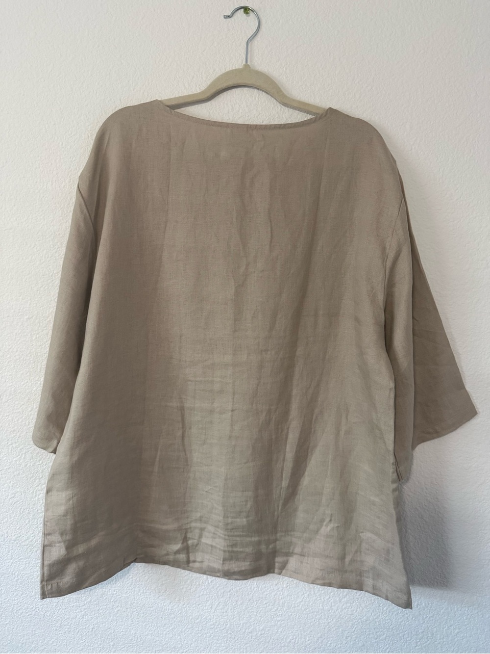 Lintico 100% Linen Relaxed Linen Pocket Tunic Top - Taupe Size L - Picture 7 of 16